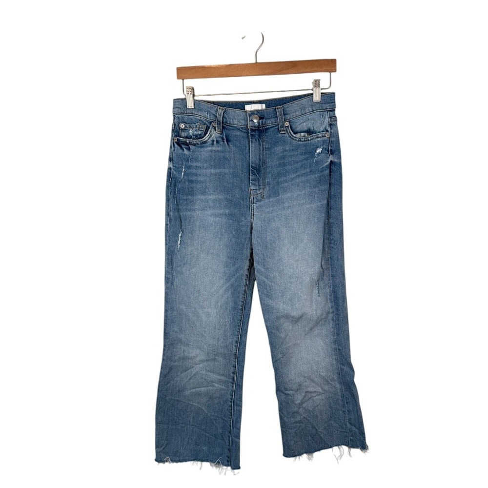 7 For All Mankind Jeans Ultra High Rise Dojo Raw Casual Festival‎ Boho Blue 30